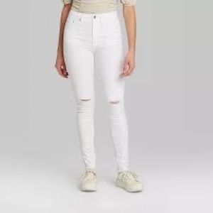 Women's high rise, ripped, skinny jeans Size 0 white